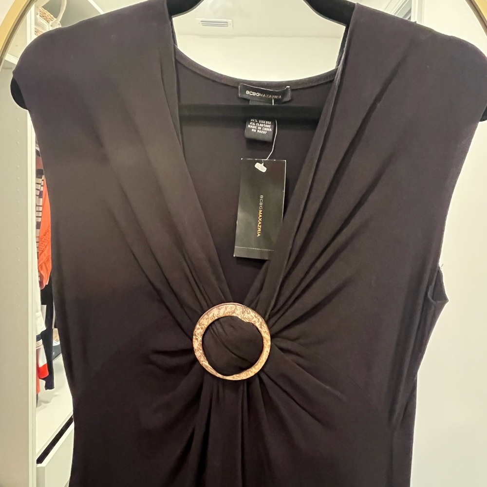 NWT Vintage BCBGMaxAzria Black Dress with Circle Detail, size Small